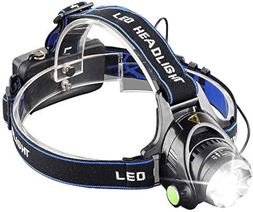 Pocketman Linterna frontal LED, linterna impermeable con zoom, linterna LED súper brillante para camping, correr, senderismo, lectura, ciclismo,