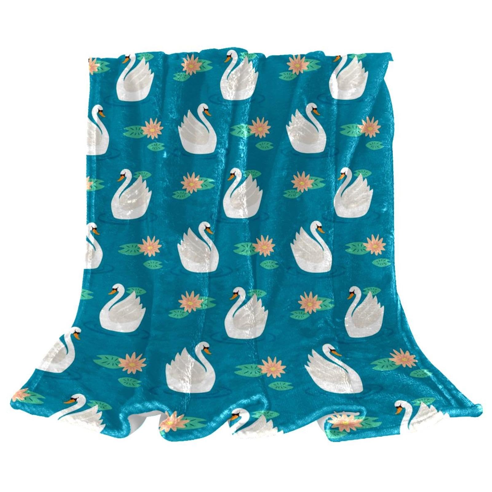 Couverture polaire fleurs du cygne plaid chaud doux lit canapé 150x200cm
