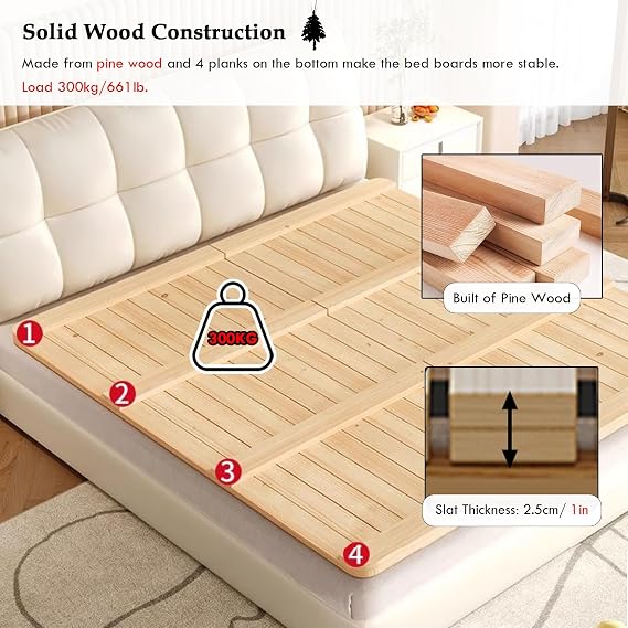 Bed Slats,Solid Wood Bed Slats Support Board for Under Mattress Foldable Bunkie Board Single/Twin/Queen/King/Full Bed Size 120x190cm/47.2x74.8in Sturdy and Durable