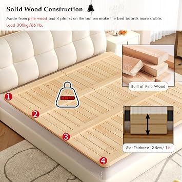 Bed Slats,Solid Wood Bed Slats Support Board for Under Mattress Foldable Bunkie Board Single/Twin/Queen/King/Full Bed Size 120x190cm/47.2x74.8in Sturdy and Durable