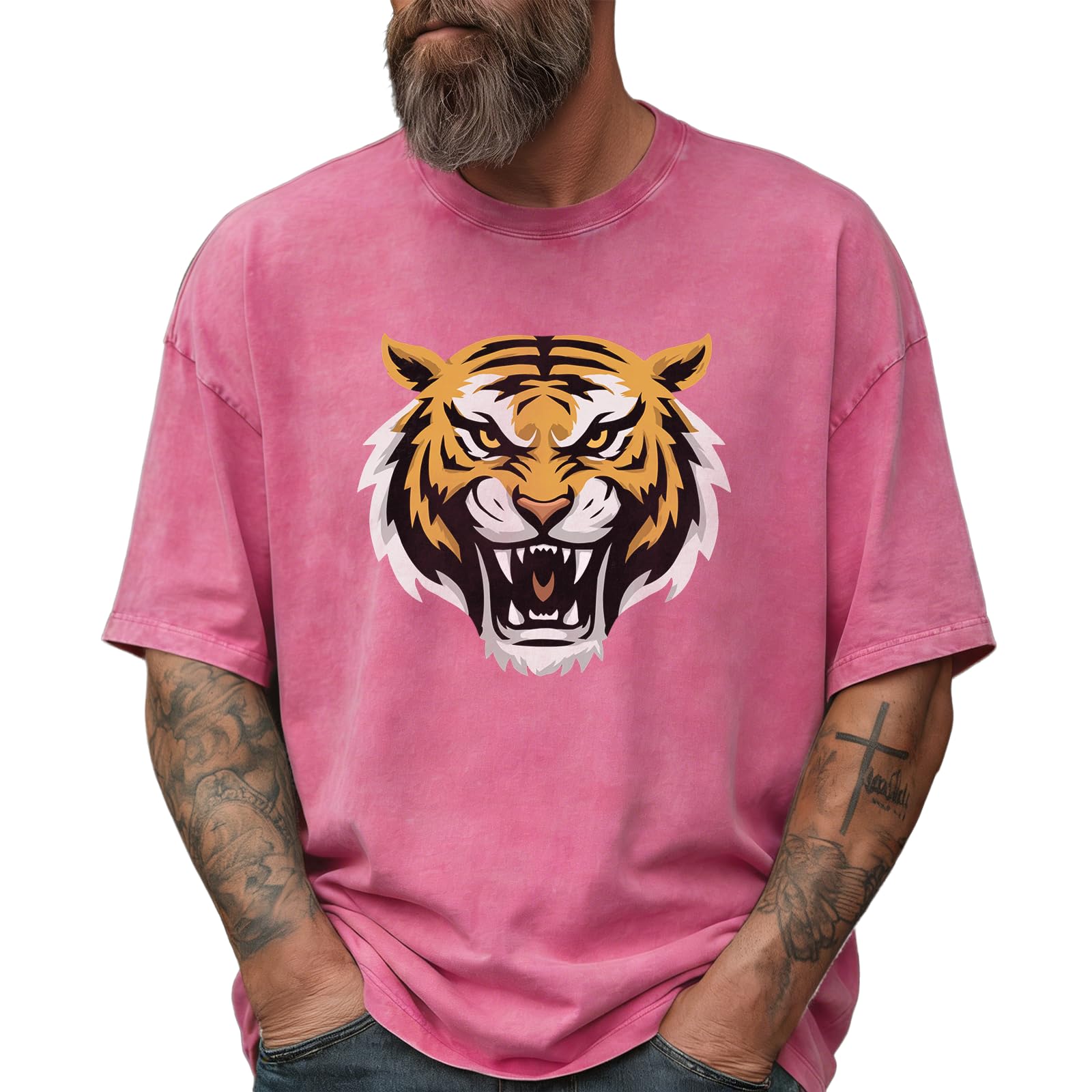 Mens Tshirt Cotton Acid Washed Oversized Breathable 2026 Summer Gym Street Casual Mens Clothing