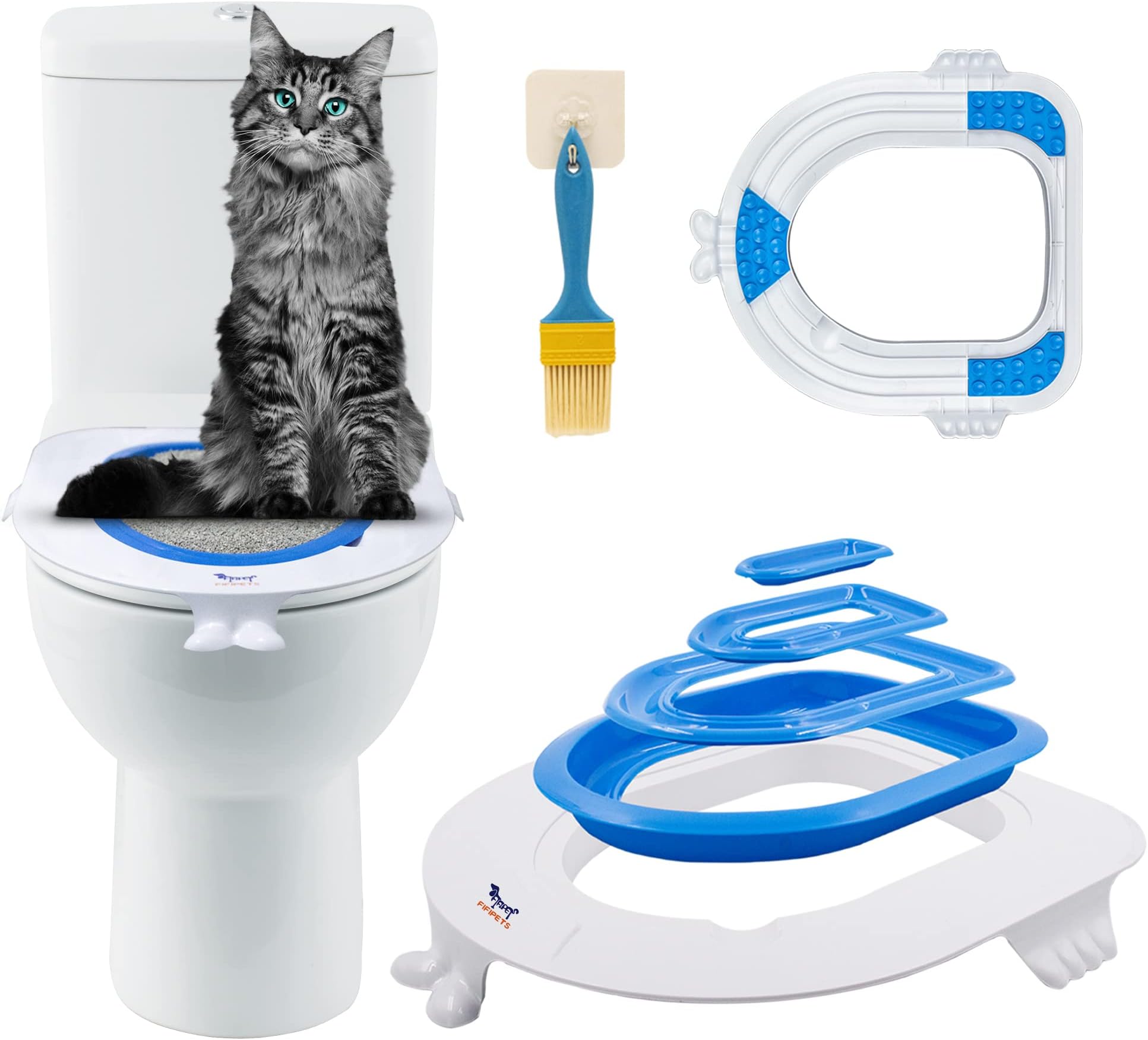 FIFIPETS Cat Toilet Training Kit, Plastic Sand Box Mat Cat Trainer Cat ...