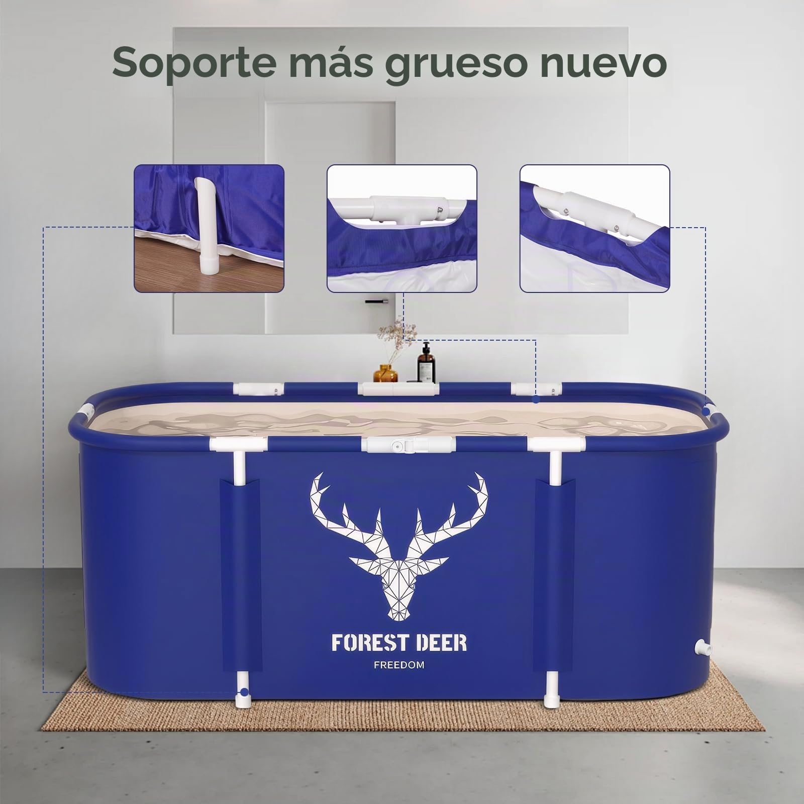 Bañera Plegable para Adultos,bañera de hidromasaje de pie independiente, bañera gruesa de múltiples capas para interior y exterior, spa caliente, 115 x 60cm (Alce)