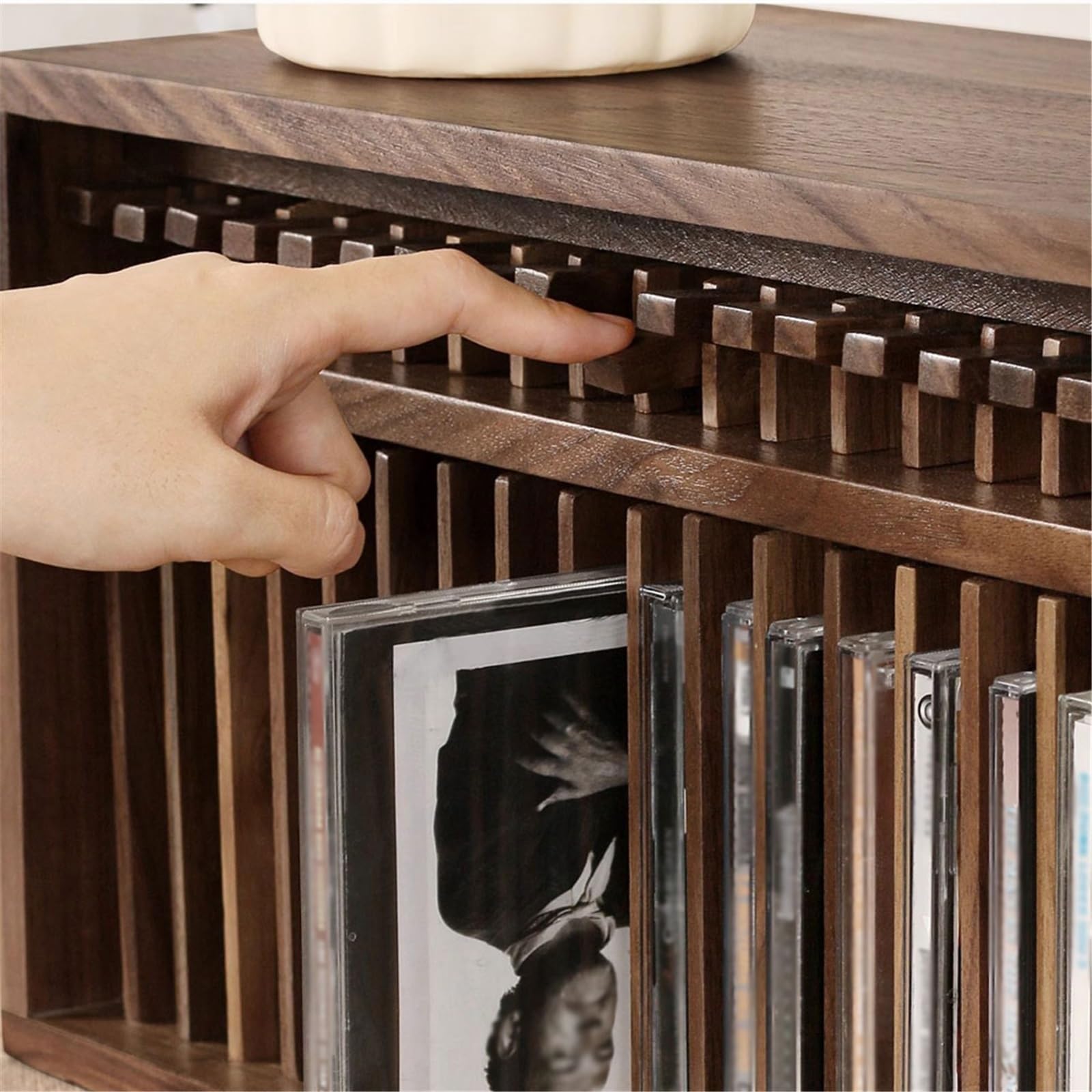 Soporte de Madera para CD, Estante desplegable para Discos de CD, Soporte de Madera para álbumes de música.