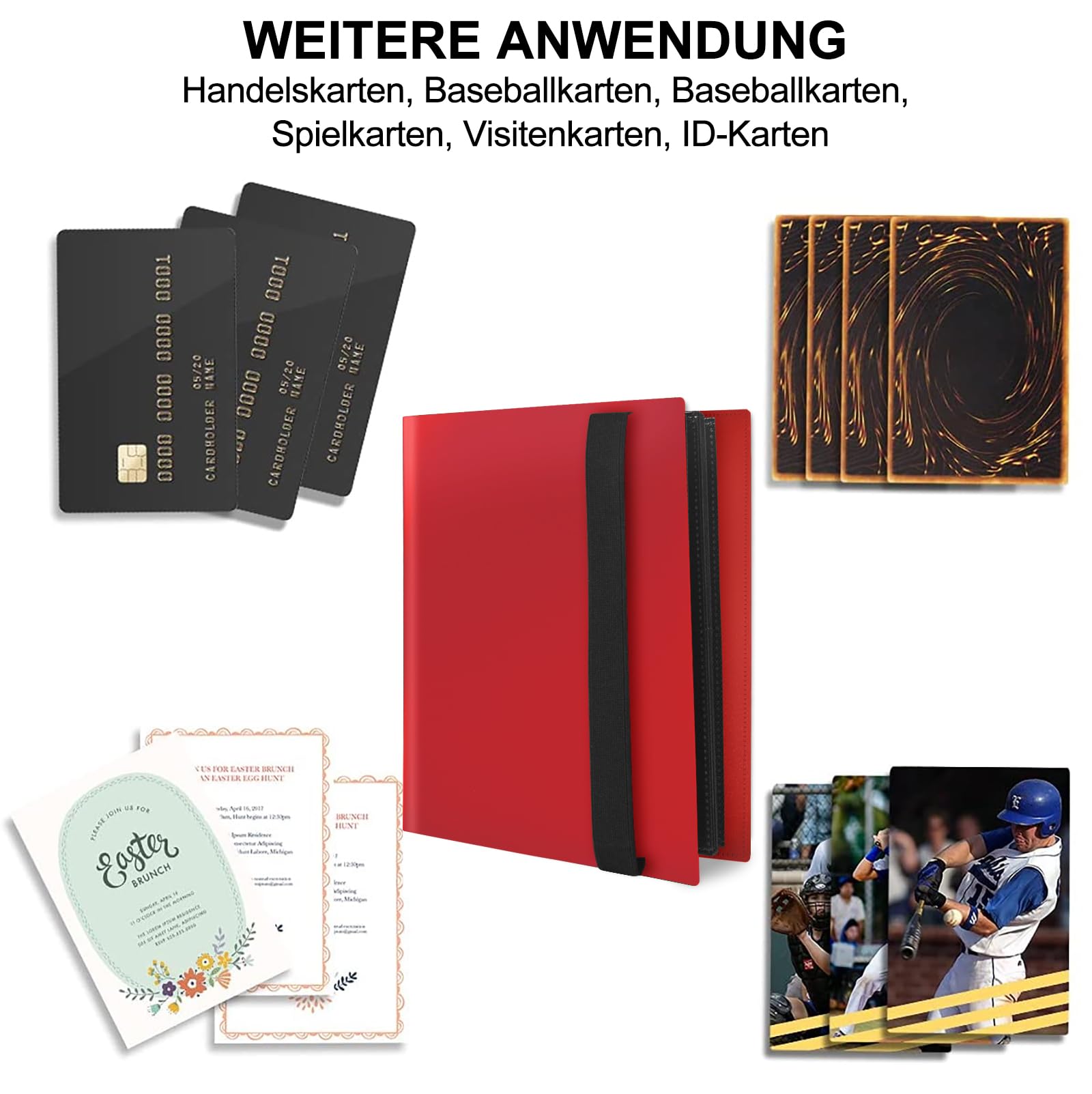 Karty Kolekcjonerskie Album - Z160 Kieszenie 20 Pages Pro 4 kieszenie z wodoodporną niebieską okładką książki Idealne do zbierania kart dla MTG Magic, do Match Atta (czerwony)