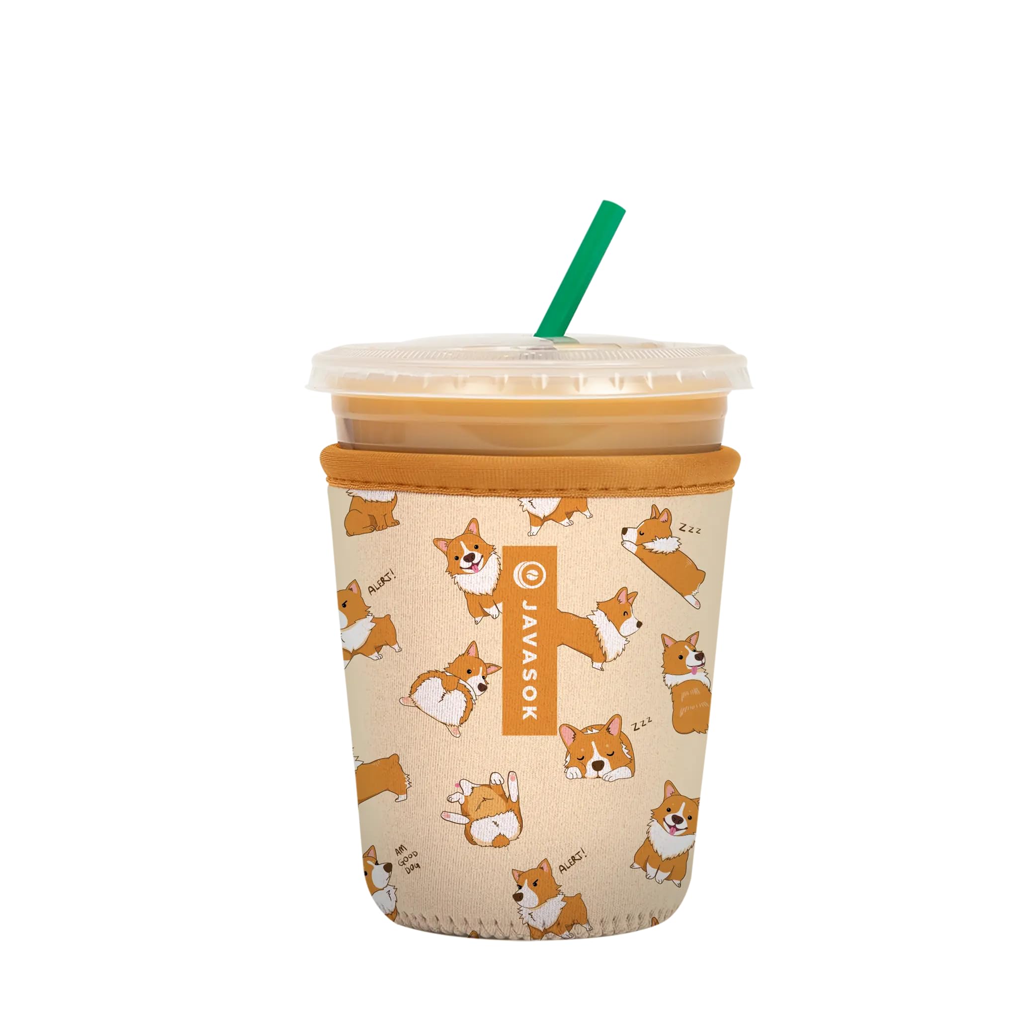 Sok It JavaSok Iced Coffee &amp; Cold Soda Insulated Neoprene Cup Sleeve (Too Corgi to Function, Small: 16-20oz)