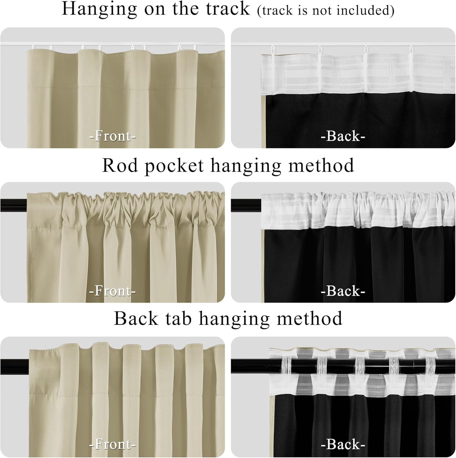 RYB HOME 100% Blackout Curtain for Sliding Glass Doors/Bedroom/Living Room, Privacy Drape Thermal Insulated with Hooks, Room Divider Panel, W100 x L96, Light Beige, 1 Panel