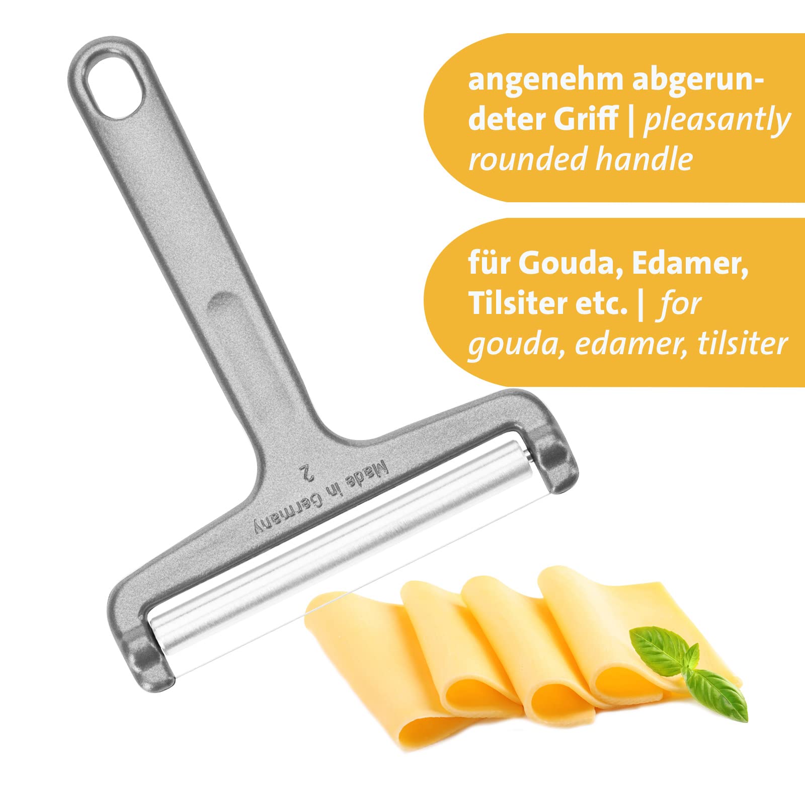 Westmark 2 Affetta-formaggio con Rullo e Filo Tagliente, Spessore Regolabile, Acciaio Inox/Alluminio, Rollschnitt, Argento, 710022E3