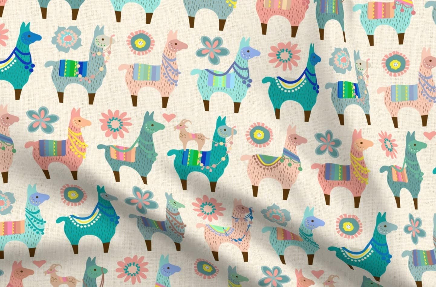 Spoonflower Fabric - Llama Fun Large Alpaca Pastel Llamas Nursery Modern Printed on Petal Signature Cotton Fabric by The Yard - Sewing Quilting Apparel Crafts Decor