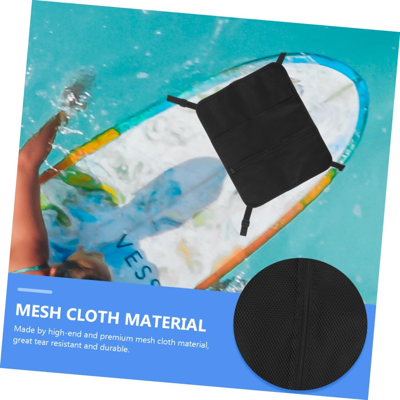 Ciieeo Mesh Bag for Paddleboard and Kayak Deck Organizer, Buckle Surfboard Deck Pouch with Storage Net, Lightweight Water Sports Carrying Bag for Outdoor Paddleboarding