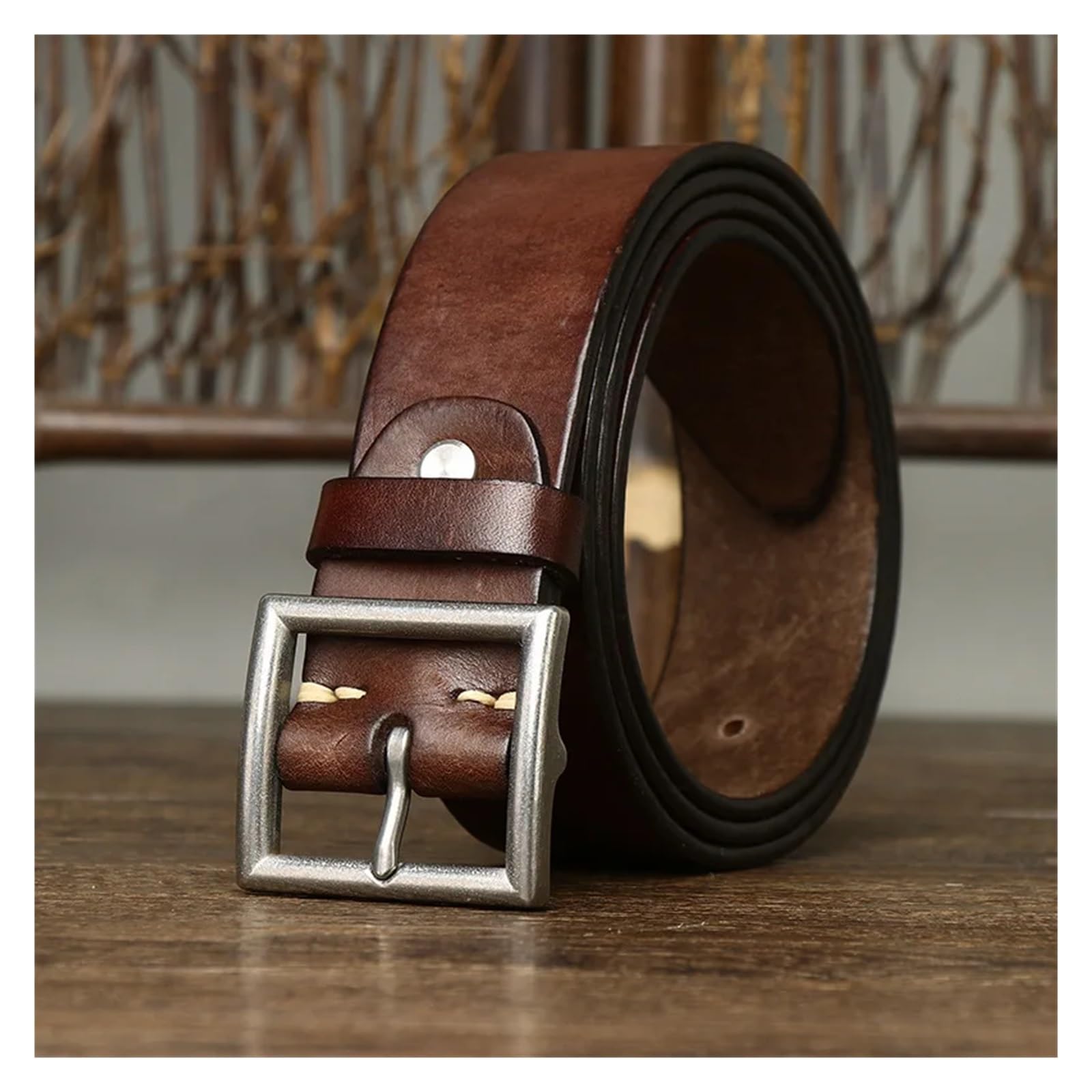 3.8CM prawdziwa skóra bydlęca luksusowy pasek męskie paski Cowskin Retro Vintage klamra ze stali nierdzewnej pasek męski