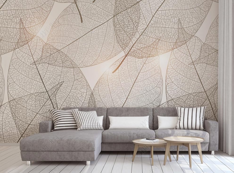 Papier peint intissé nervures de feuilles grand format pour décoration murale chic