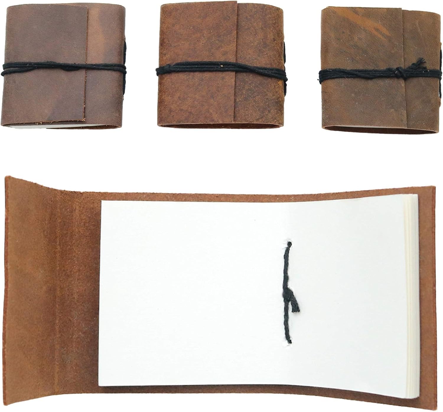 TUZECH Handmade Leather Bound Book of Shadows Mini Scrapbook Notebook Blank Unlined Small Hocus Pocus Pocket Diary For Office||Artist|| Architect|| Personal Notes Vintage Journal for Women and Men Gift - Set Of 4