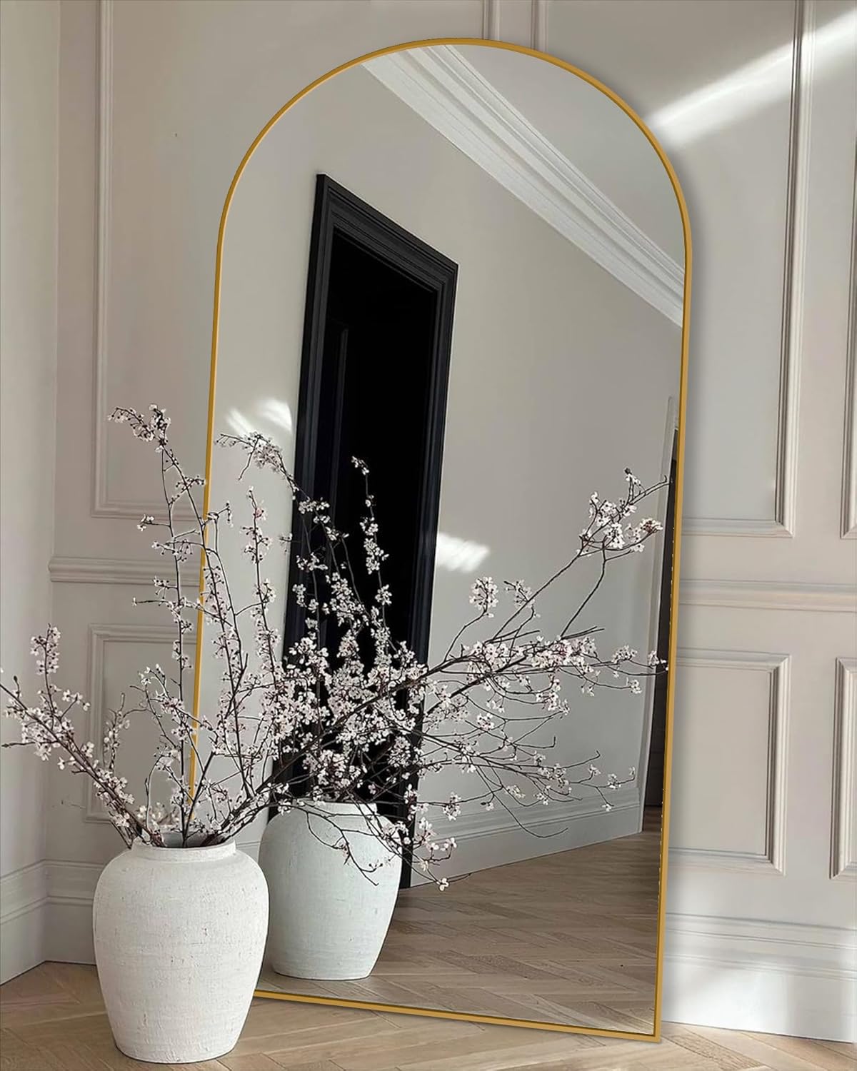 Gold Mirror Full Length Floor Mirror with Stand Oversized 76"× 34" Long Full Body Wall Mirrors with Aluminum Alloy Frame for Bedroom Living Room