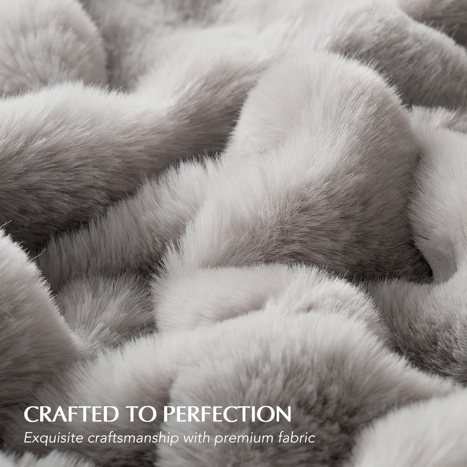 EverGrace Ultra Soft Luxury Fluffy Faux Rabbit Fur Throw Blanket, Thick Warm Bubble Throw for Bed, Cozy Plush Reversible Blankets for Couch, Chair, Sofa, Taupe, 50x60 Inches - Image 4