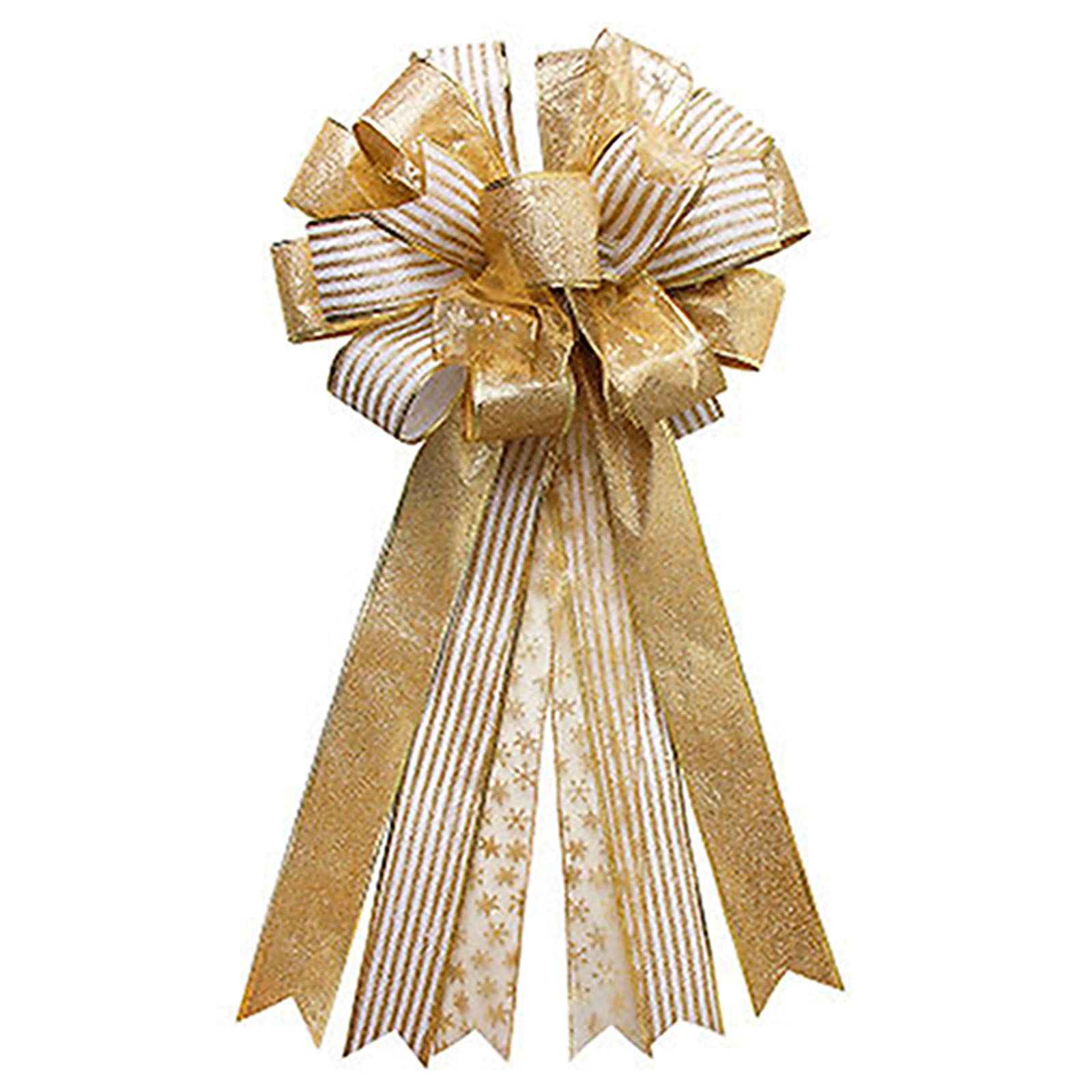 Christmas Tree Topper,30x13 Inches Large Toppers Bow with Streamer Wired Edge for Christmas Decoration (Gold, 30x13inch)