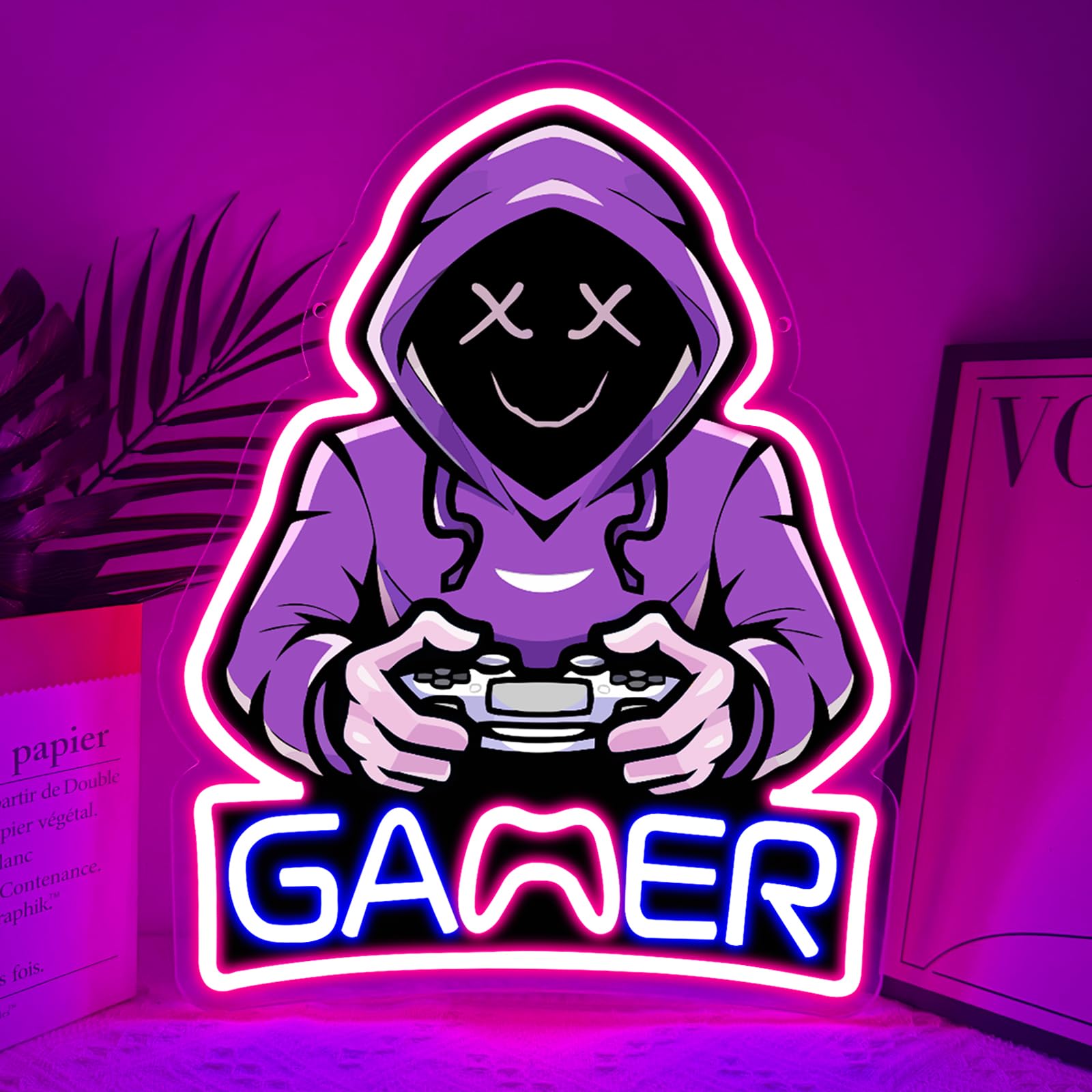 Gamer Man neonowa tabliczka fioletowa