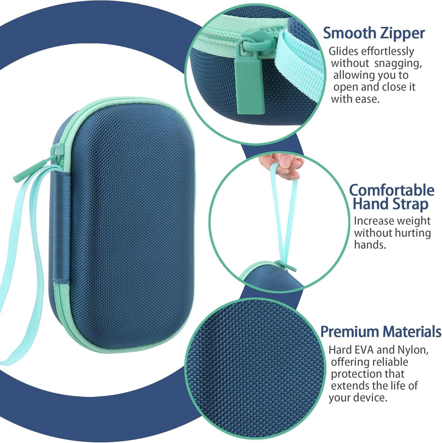 co2CREA for Anker Soundcore Select 4 Go Bluetooth Speaker Hard Protective Case, Portable Travel Case Replacement (Blue Case + Teal Zipper) - Image 5