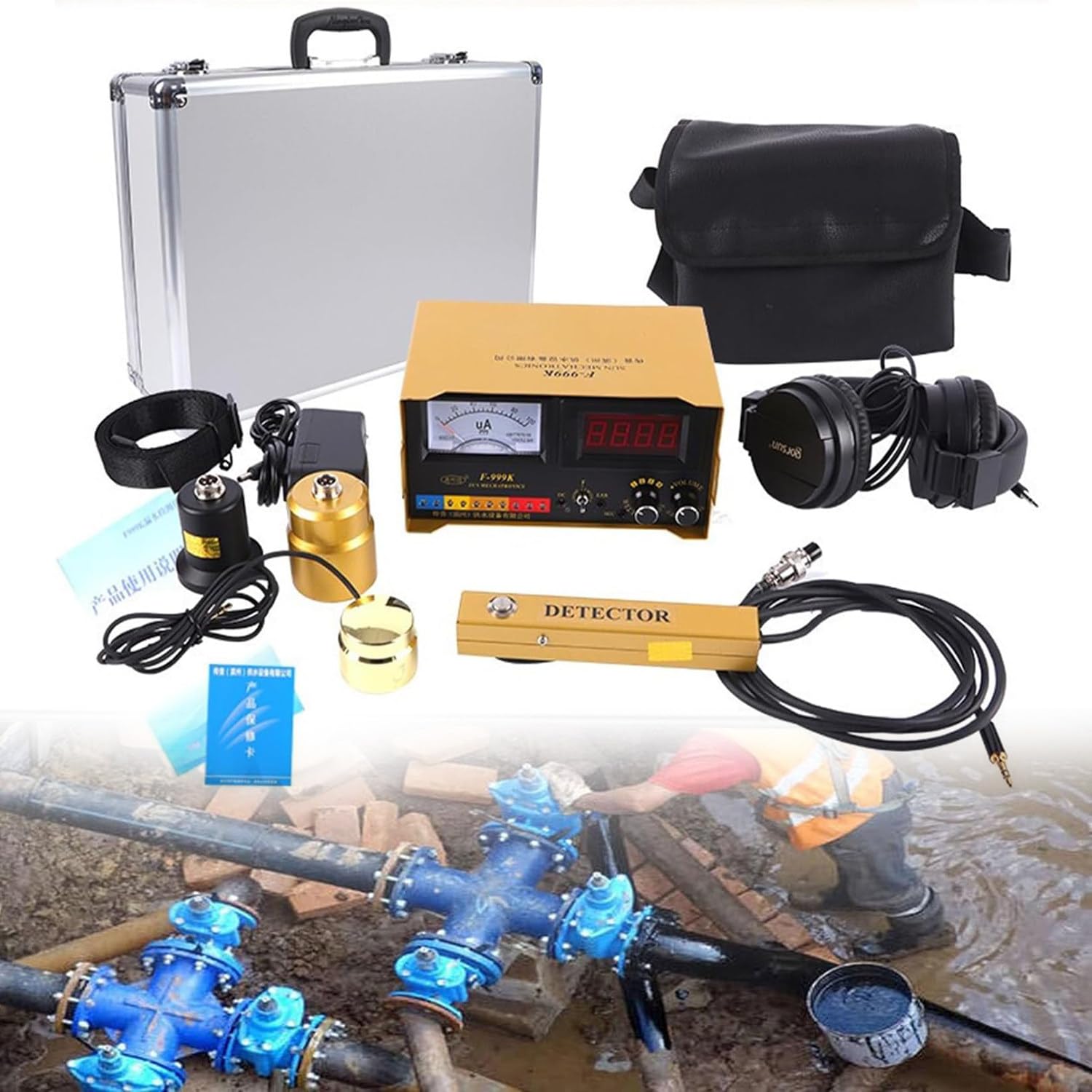 Detector Profesional de Fugas de Agua subterránea: Sensor de geófono de Fugas de Agua, Sensor de Fugas de Agua preciso y confiable para tuberías