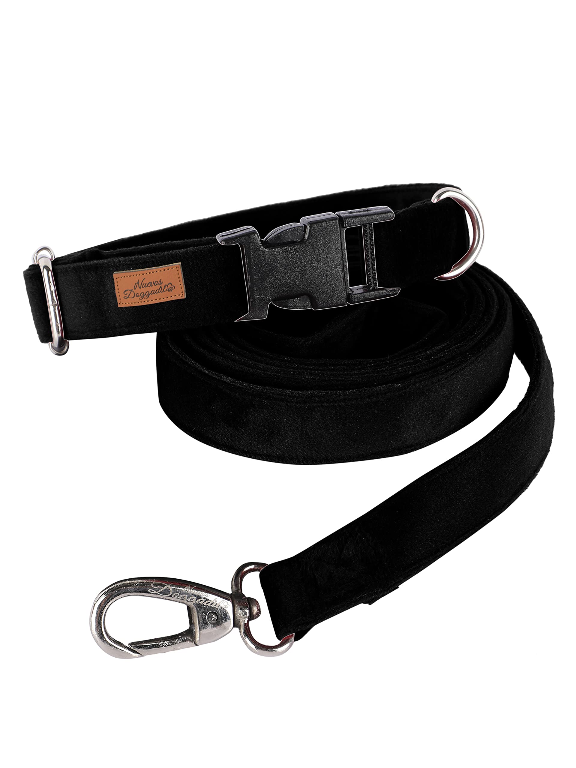 NUEVOS DOGGADIL Velvet Soild Black Adjustable Pet Collar | Dog Collar Leash Set | Adjustable Collar with Quick Release Buckle | Small/Medium and Large Breeds | Neck (9-15 in) _Black (B0B935B2T8) Amazon Price History, Amazon Price Tracker