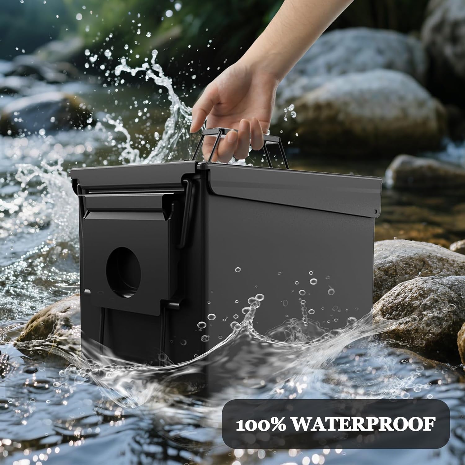 Cal Ammo Can - Heavy Duty Metal Ammo Box for 9mm, Shotgun, Rifle & Nerf - Waterproof, Rust-Proof Military Case - Hunting & Range Storage (Black)