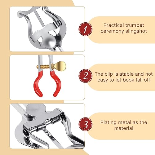 Miniatura 4 de 6 piezas de lira de trompeta, plata ligera trompeta marchando abrazadera de lira en clarinete lira soporte de música para instrumentos de banda de
