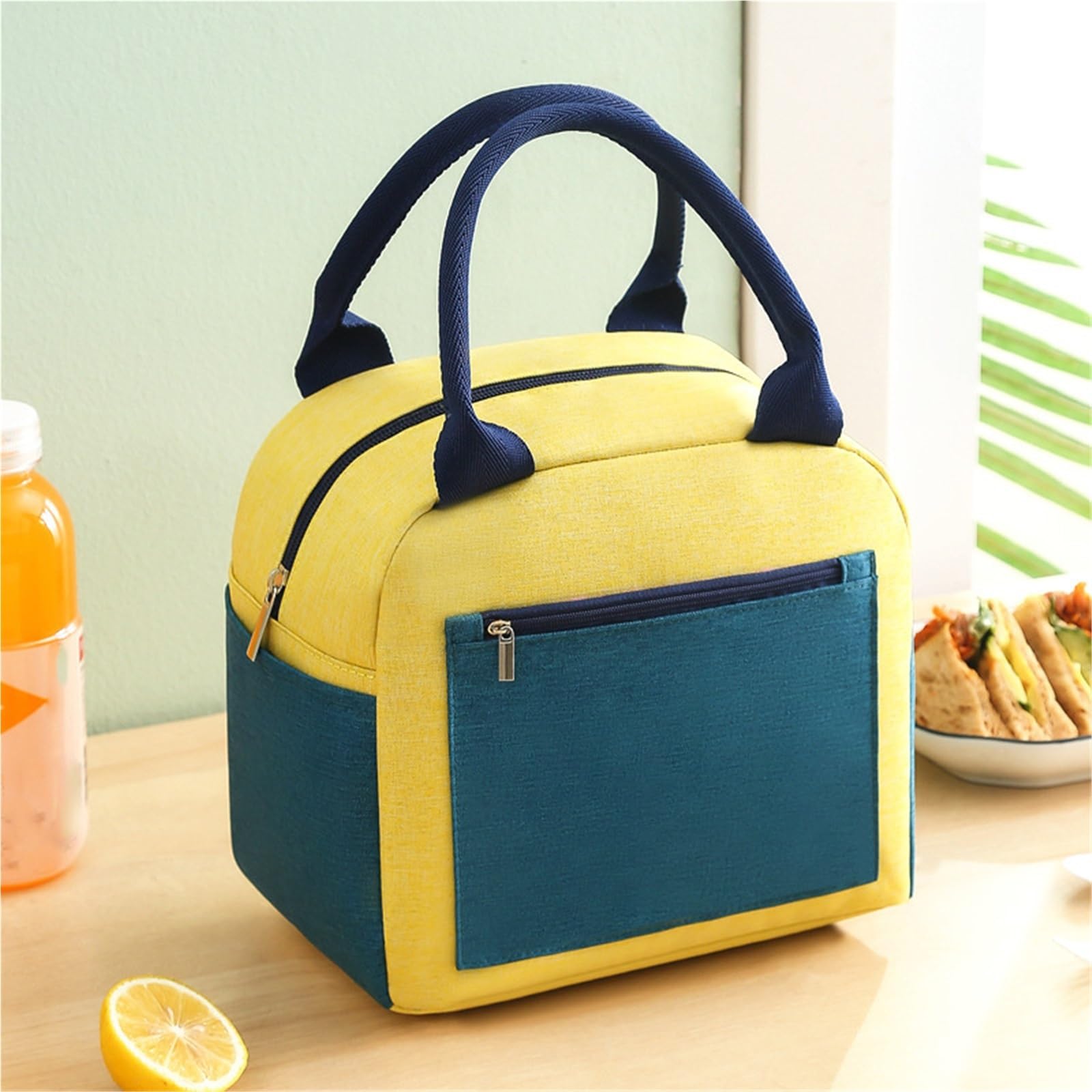Bolsa De Almuerzo Bolsa Bento for Estudiantes, Bolsa de Picnic aislada, Bolsa de Oficina portátil de Gran Capacidad, 2 uds. para Oficina，Picnic(Beige)