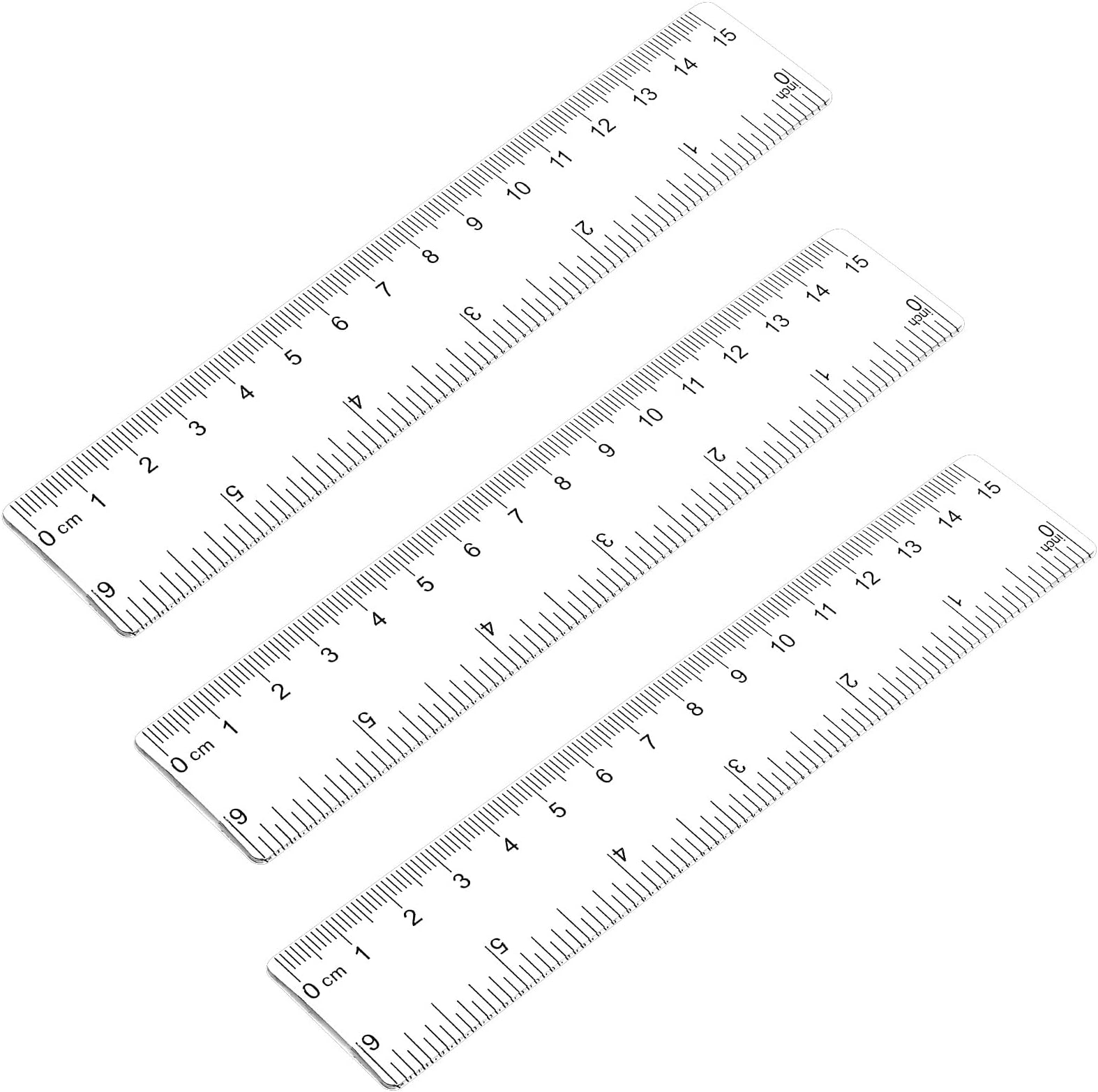3 Pack 6 Inch Ruler Clear 6 in Small Ruler Plastic Straight Rulers with Centimeters and Inches, Shatterproof Measuring Tools for School, Office and Home