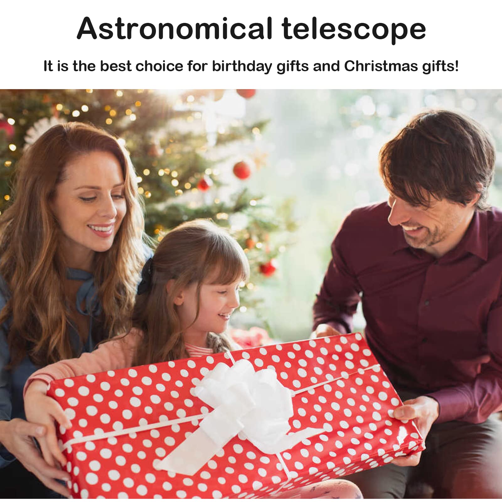 Cowiewie Telescopio F60050M/5, Ingrandimento 18x e 60x Telescopio Astronomico con Treppiede in Alluminio, Guarda la Luna, Regali di Natale Compleanno per Bambini