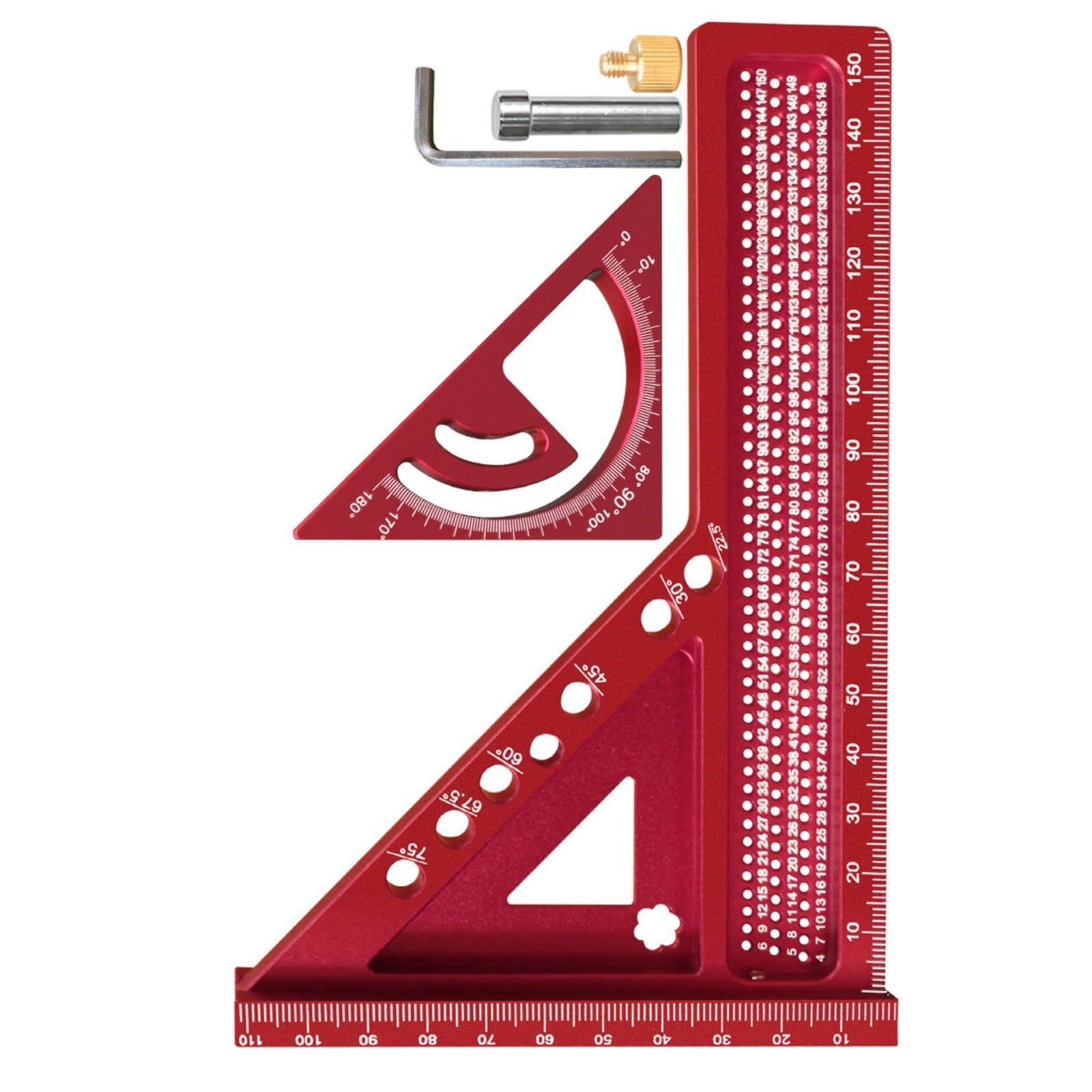 Multipurpose MultiAngle Measure Ruler Measuring Tool Angles Marking Positioning Hole for Carpentry Engineering Combination Triangle Ruler