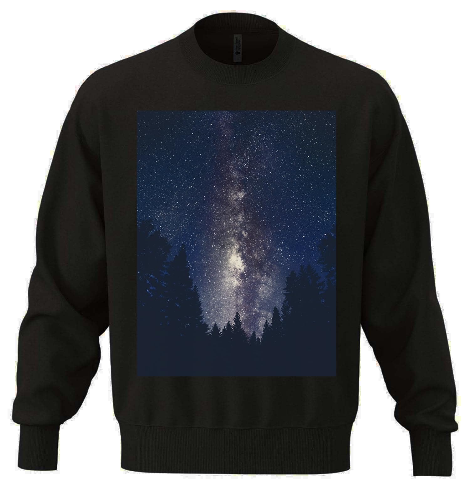 Milky Way Galaxy Art Unisex Oversize Baumwollmischung Schweres Sweatshirt Schwarz