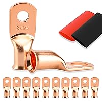 Vista 16 de 8 piezas de extremos de cable de batería, conectores de alambre calibre 1/0, lengüetas de alambre de cobre 1/2, ojales de cobre desnudo con tubo