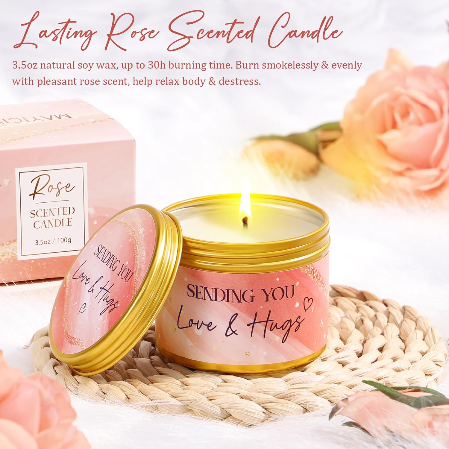 Birthday Gifts for Women, Self Care Get Well Soon Gift Baskets for Women, Rose Relaxing Spa Gifts Care Package with Blanket, Unique Valentines Day Gift Ideas for Her Wife Girlfriend Mom Friend Sister - Image 6