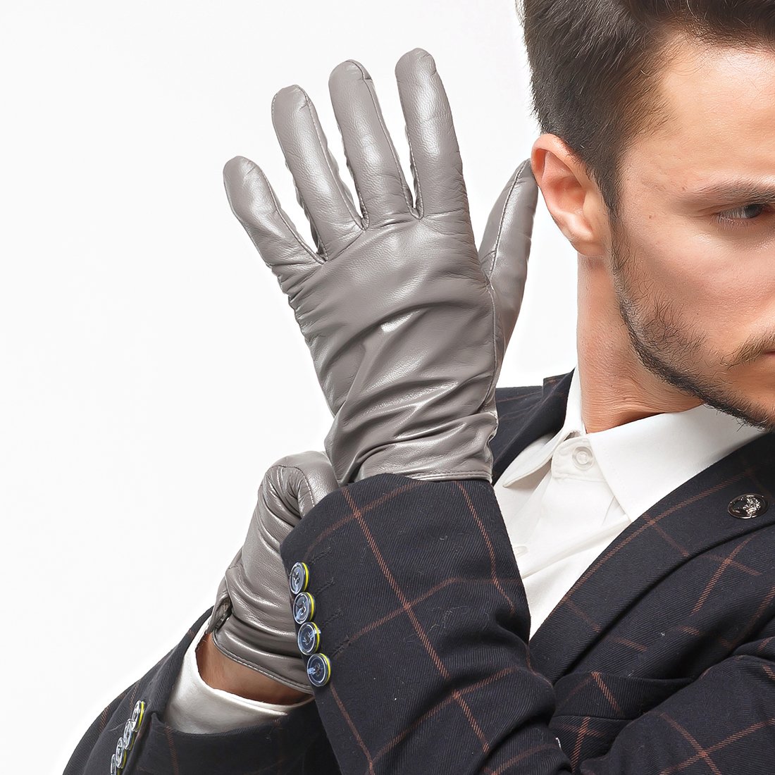 Nappaglo Men's Classic Lambskin Leather Gloves Touchscreen Pure Cashmere Lining Winter Warm Driving Mittens (XL (Palm Girth:9