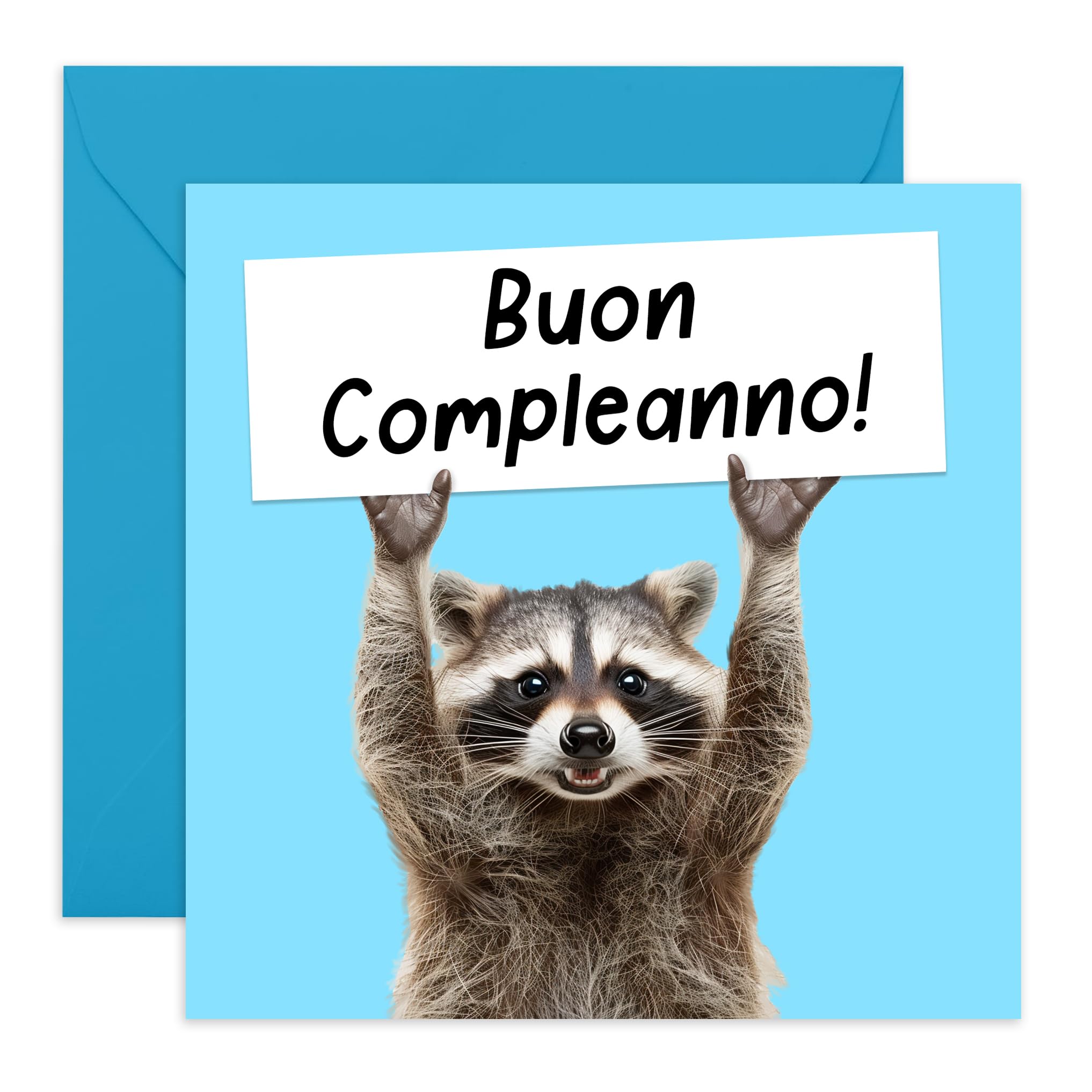 Biglietto Di Auguri Divertente Con Procione – Compleanno Per Uomo E Donna, Con Busta E Adesivi, Formato A6, Interno Bianco