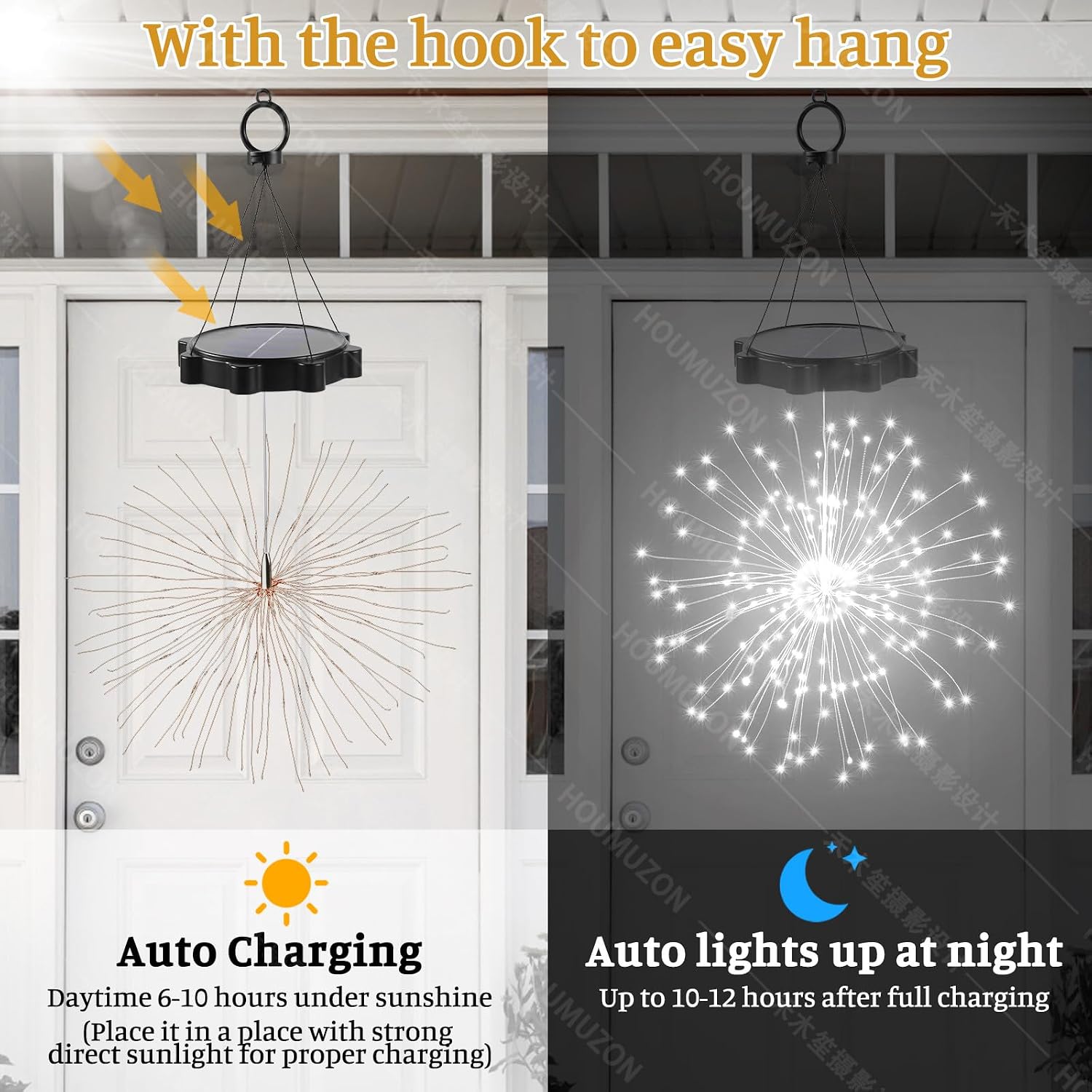 MERRIMAX M 2 PCS Solar Christmas Lights Outdoor Solar Firework Light, 240 LED Solar Powered Hanging Lights Outdoor Waterproof Fairy Light Christmas Decorations (White, 2 Pack)