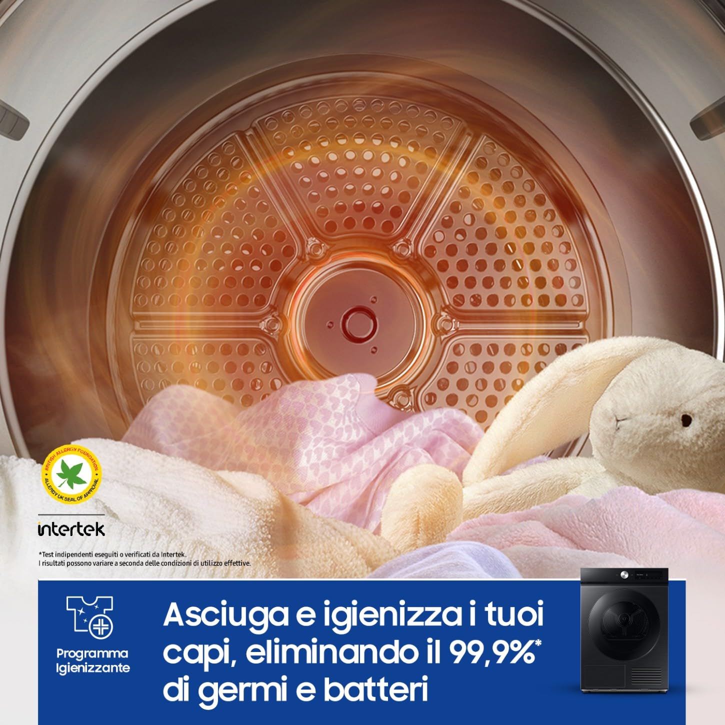 Samsung Asciugatrice Bespoke AI F-DT90DB78GB3M, 9 kg, Pompa di Calore, Wifi, QuickDrive, AI Dry, Hygine Dry, Carica Frontale, 3 Mesi Garanzia Extra, 60L x 85H x 60P cm