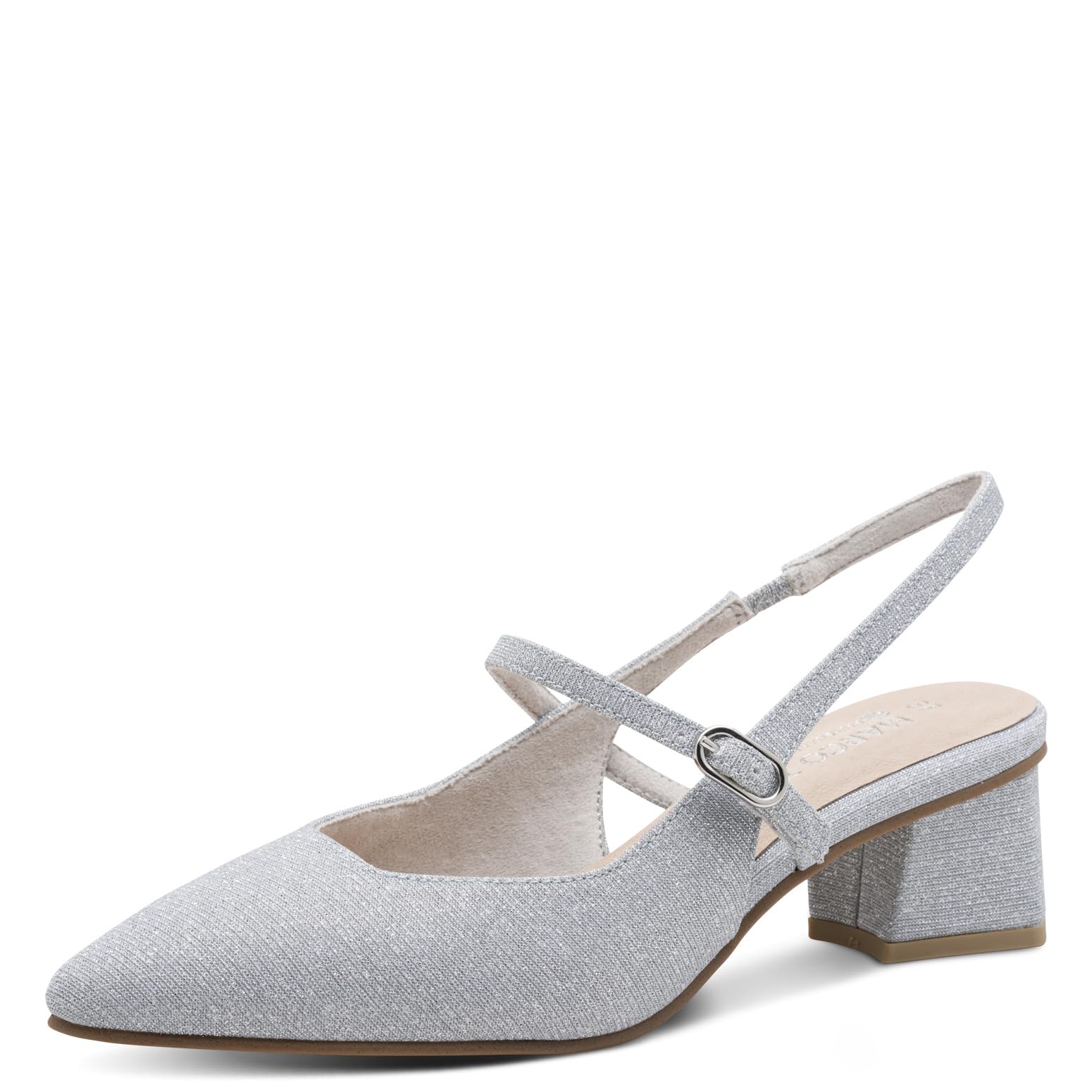 MARCO TOZZI Women’s Pumps Soft Feel Me Footbed Leather Insole Modern, Metallic (Silver), 5.5 UK