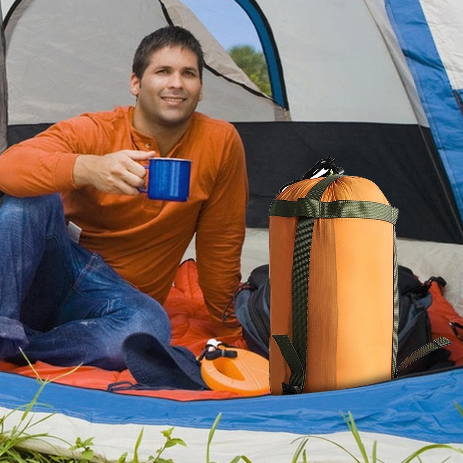 Sleeping Bag Stuff Sack - Compression Stuff Sacks | Sleeping Bag Cover Compression Bag | Nylon Camping Storage Bag | Waterproof Backpacking Sack | Sleeping Bag Storage Sack for Travel Camping