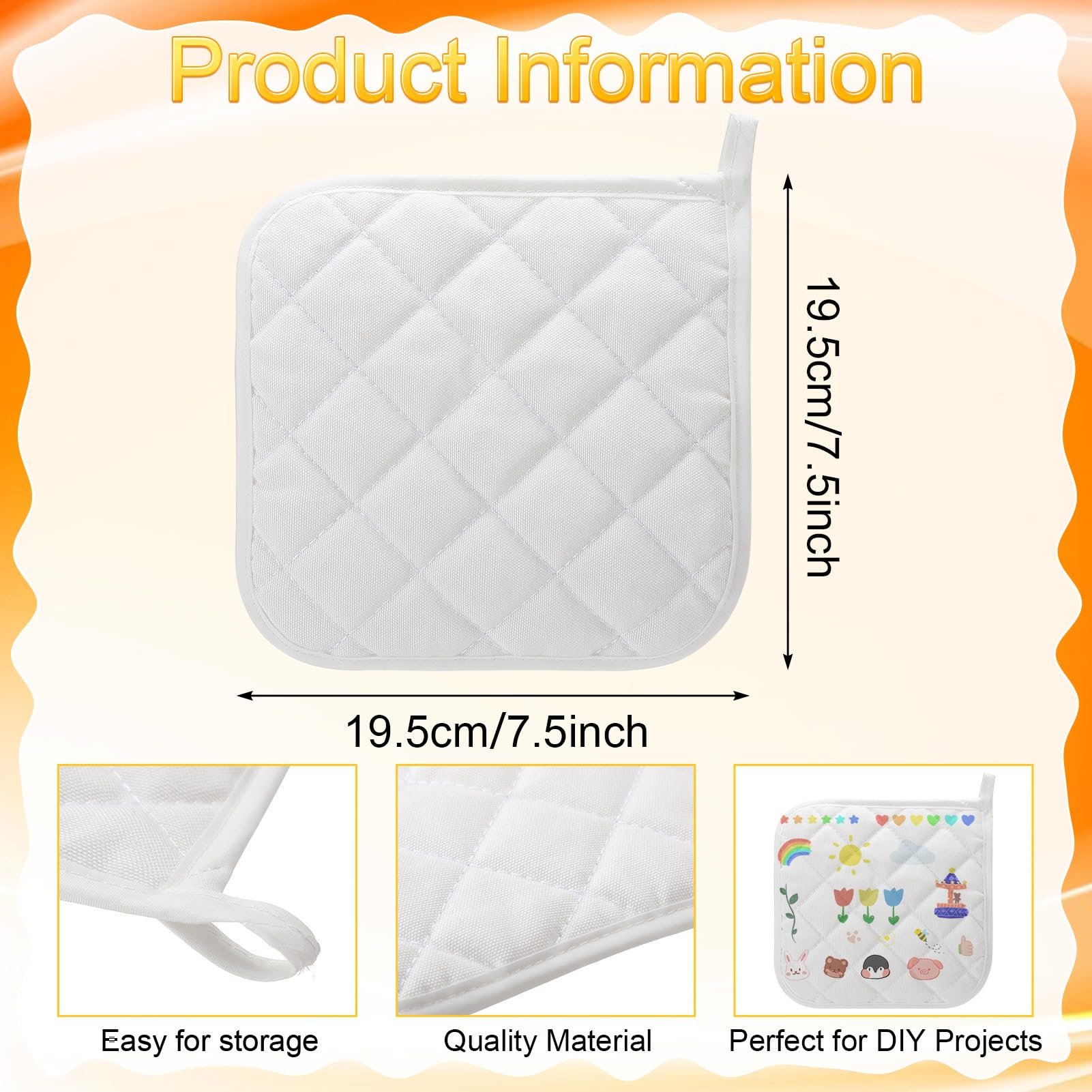 40 Pcs Pot Holder Bulk for Craft Set Including 16 White Pot Holders and Oven Mitts with 24 Makers for Kitchen Heat Resistant DIY Cooking and Baking Dining Room Accessories (Pot Holders)