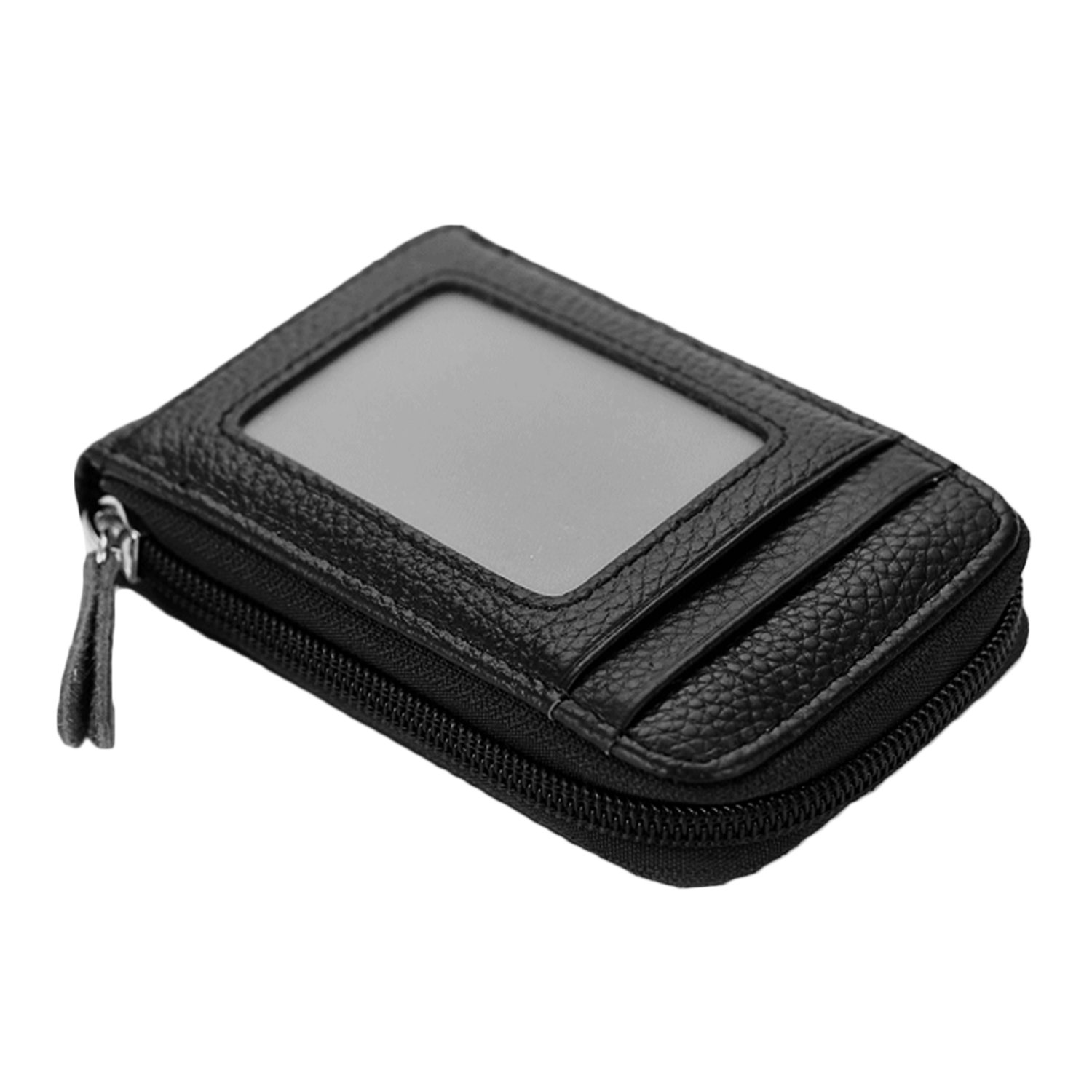 glamaxy G L A M A X Y PU Leather 9 Slot Vertical Credit Debit Card Holder Money Wallet Zipper Coin Purse for Men Women - BLACK-picture-15