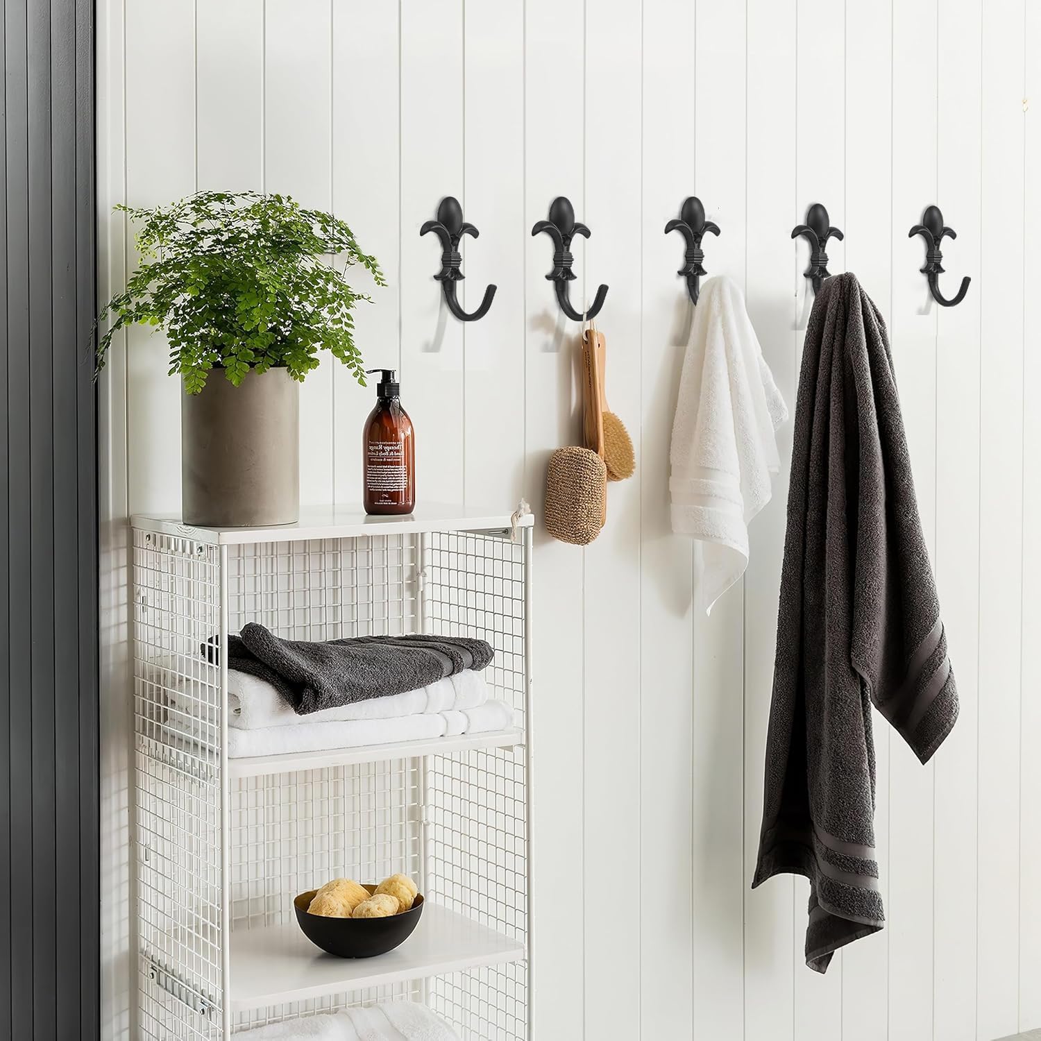 KHTUMEWARE-HK115 Matte Black Coat/Robe Hooks 5-Pack in Matte Black — KHTUMEWARE