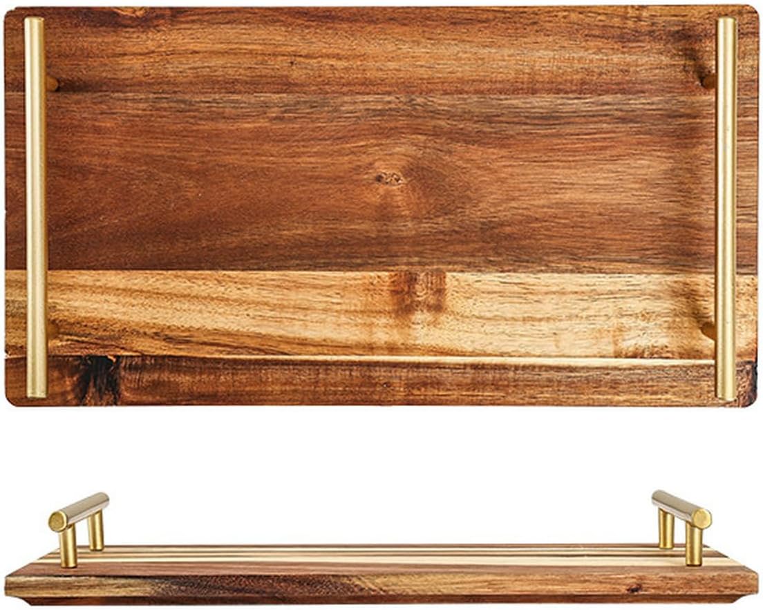 Household creative personality Ear handle exquisite solid color wooden pallet-gold handle-small rectangle