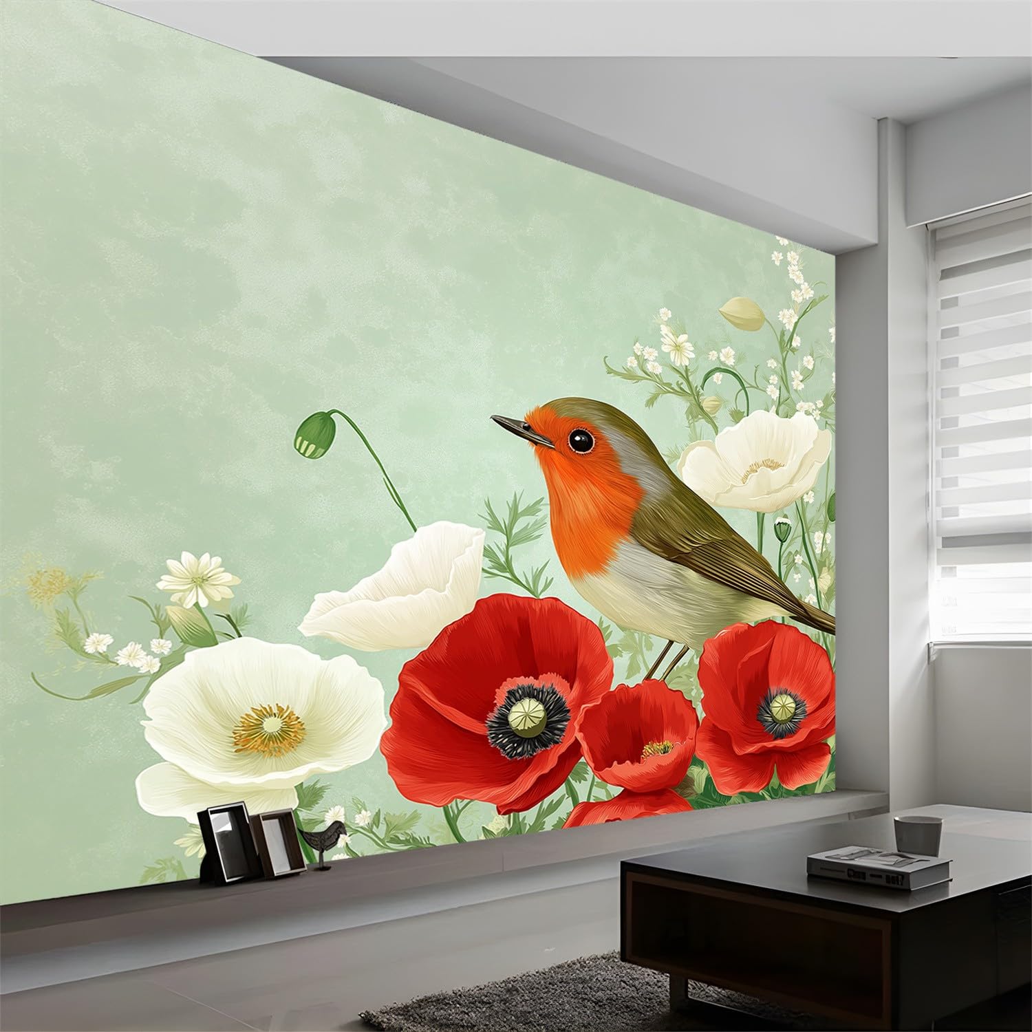 Toile Murale Moderne Rouge-gorge 30x45 Cm - Impression Jet D'encre Pour Chambre, Salon, Décoration Intérieure