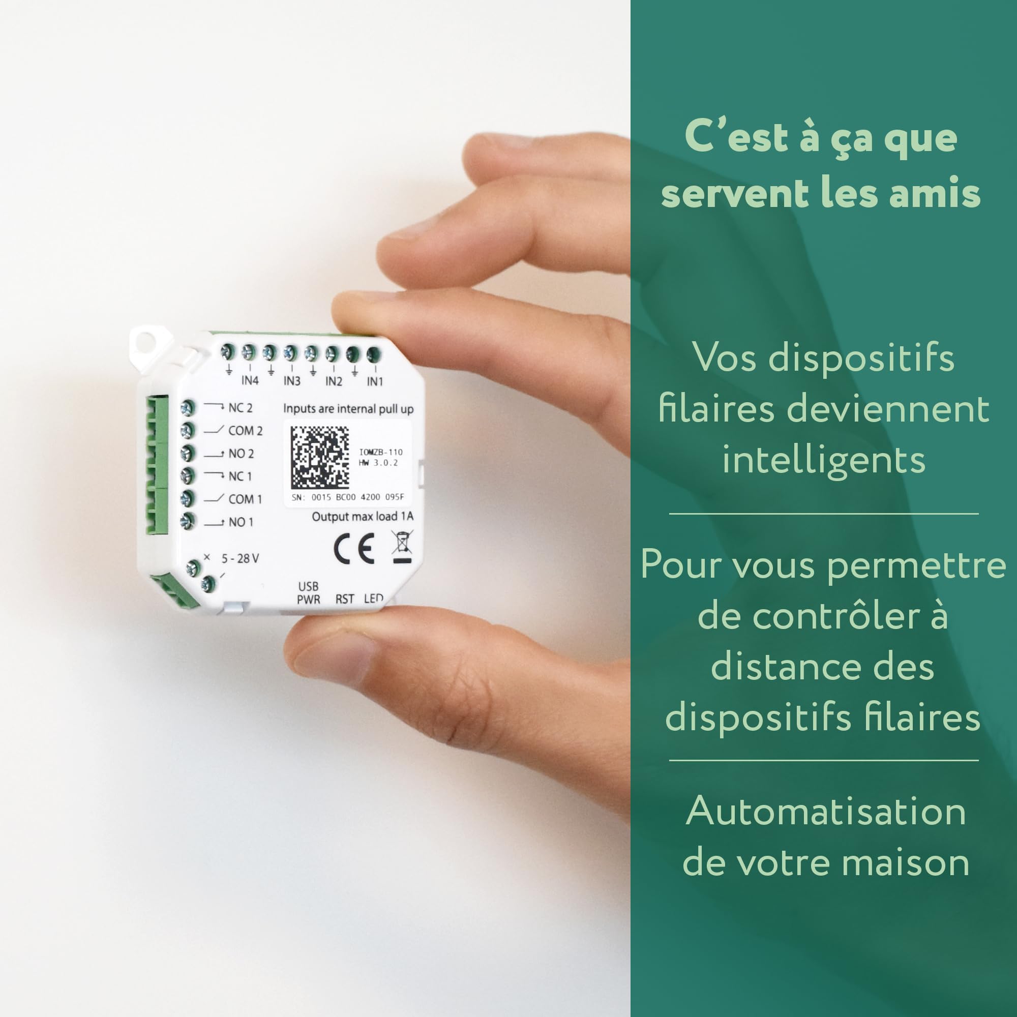 frient Module E/S - Interface pour Dispositifs Filaires Zigbee 3.0 | Connectez vos appareils basse tension 5-28V à Homey, SmartThings et Home Assistant avec 4 entrées et 2 sorties