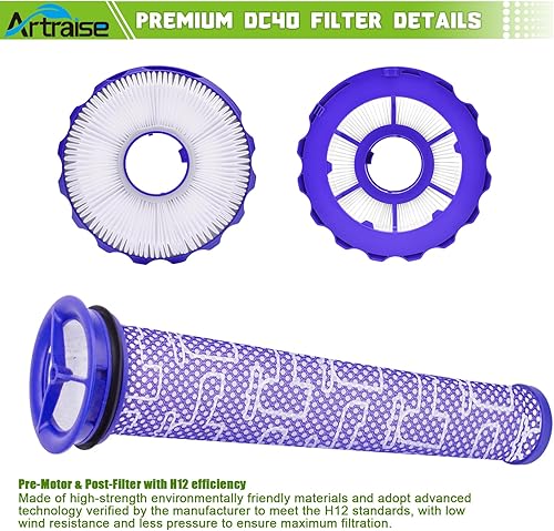 Miniatura 4 de Artraise Kits de filtros para reemplazo de filtro Dyson DC40, 3 filtros HEPA postmotor y 3 filtros premotores, compatible con aspiradoras Dyson