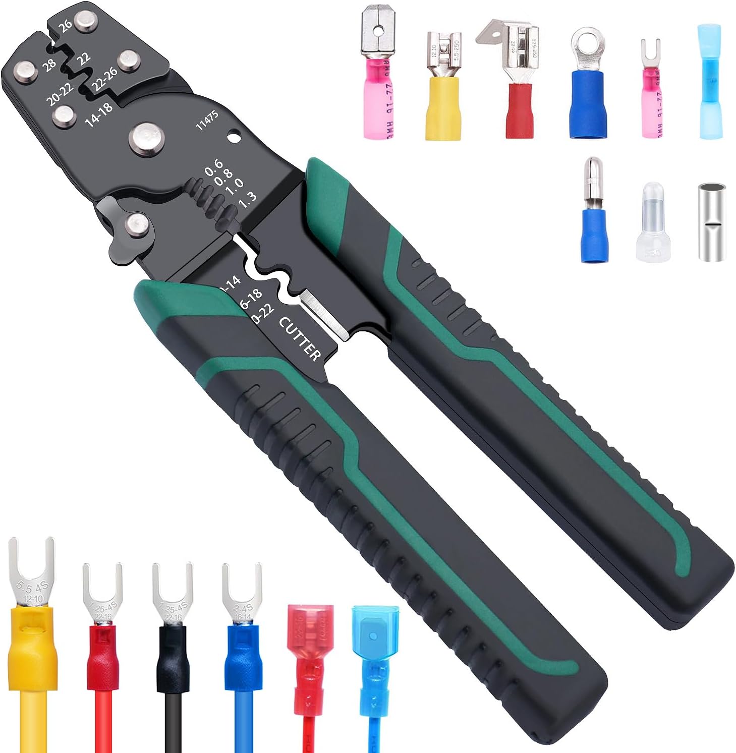 Wire Crimper Tool with Stripper Cutter,Multifunctional Crimping Pliers Terminal Pliers for Insulated Electrical Connectors