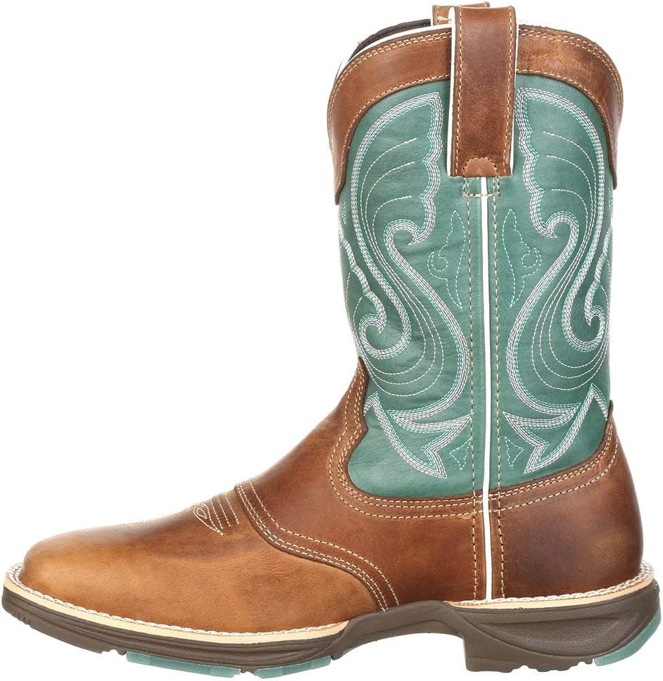 Durango Women's Ultralite Western Boot, TAN and Emerald, 9