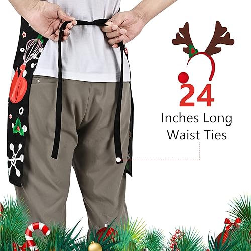 Miniatura 6 de ASPMIZ Delantales de Navidad para adultos con correa ajustable para el cuello, delantal de Navidad de muñeco de nieve para cocina, delantal de nieve