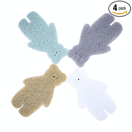 Kitchen Scrub Sponges Non-Scratch Multi-Use Heavy Duty Scrub Sponge for Dishes Pots and Pans Three-Layer Bear Shape Cleaning Sponge?4pack??Bear1?